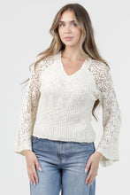 Load image into Gallery viewer, 6601- V Neck Pullover with Open Flare Sleeve-IVORY

