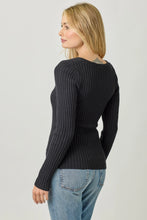 Load image into Gallery viewer, 5770-Plunging V-Neck Sweater Top-BLACK
