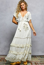 Load image into Gallery viewer, 5803- POL Ruffle Trim V-Neck Embroidery Sequins Tassel Long Dress
