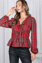 Load image into Gallery viewer, 5729- TARTAN Front Elastic Shirring &amp; Tie top
