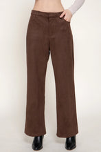 Load image into Gallery viewer, 6635- Straight Leg Faux Suede Pants-CHOCOLATE
