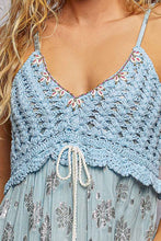 Load image into Gallery viewer, 5805- POL V-Neck Crochet Top Mirror Embroidery Tassel Viscose Dress
