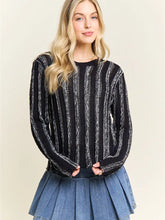 Load image into Gallery viewer, 5778-VERTICAL Textured Stripe Sweater-BLACK
