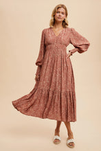 Load image into Gallery viewer, 4690-Viscose Floral Button Maxi Dress-ROSEWOOD
