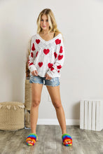 Load image into Gallery viewer, 4884- Lovely Heart Sweater Top-OFF WHITE/RED
