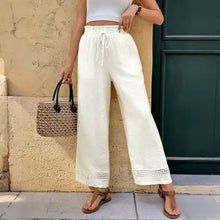 Load image into Gallery viewer, 6110- Elastic Waist Wide Leg Straight Casual Pants -BEIGE
