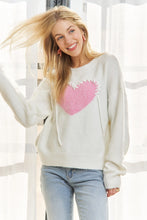 Load image into Gallery viewer, 4887- Heart Pattern Sweater Top-cream
