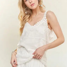 Load image into Gallery viewer, 6256-crochet embroidery Top- WHITE
