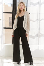 Load image into Gallery viewer, 4882-WAIST TIE TEXTURE WIDE LEG KNIT PANTS -BLACK
