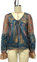 Load image into Gallery viewer, 6467- Boho Paisley Print V‑Neck Blouse with Bell Sleeves
