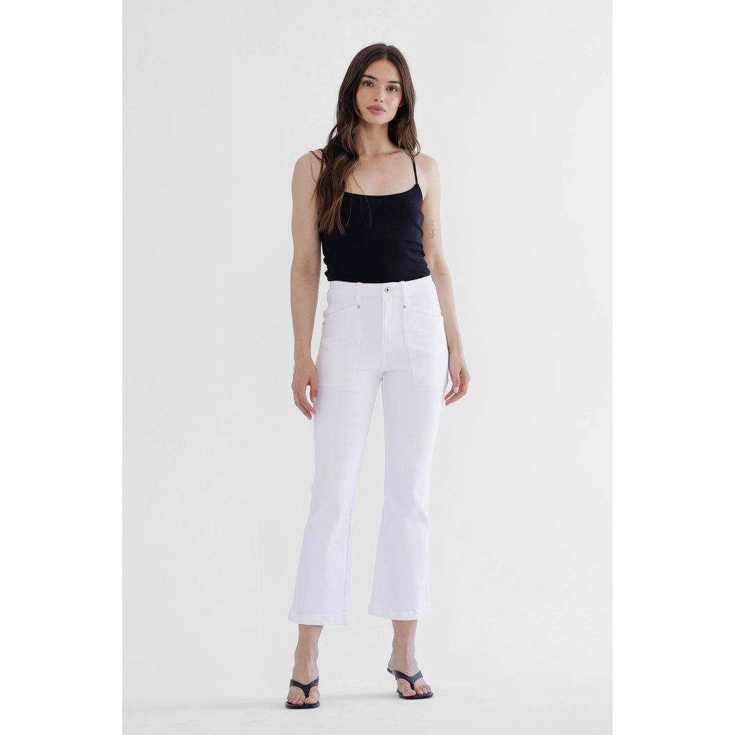 5097-Super High Rise Patch Pocket Bootcut-WHITE