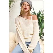 Load image into Gallery viewer, 6417- Boat Neck Off Shoulder Dolman Sleeve Sweater-MILK

