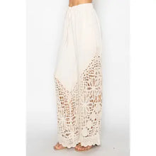 Load image into Gallery viewer, 6321- Crochet-Detail Lined Drawstring Pants-ivory
