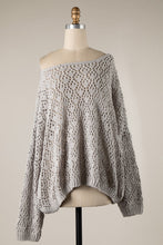 Load image into Gallery viewer, 4744-Boat Neck Open Cable Knit Chenille Sweater-GREY
