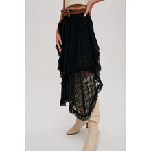 Load image into Gallery viewer, 6316- Lace Tier Midi Skirt-BLACK
