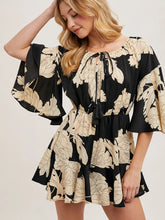 Load image into Gallery viewer, 5091-Floral Print Off the Shoulder Bell Sleeved Romper

