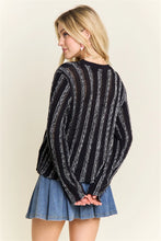 Load image into Gallery viewer, 5778-VERTICAL Textured Stripe Sweater-BLACK
