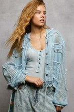 Load image into Gallery viewer, 5797- POL  Button Down Pocket Front Hoodie-BLUE
