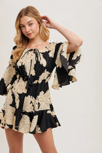 Load image into Gallery viewer, 5091-Floral Print Off the Shoulder Bell Sleeved Romper
