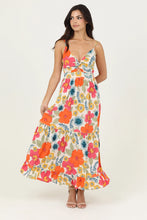 Load image into Gallery viewer, 5838-Neck Twist Front Cut Out Tiered Maxi Dress-ORANGE

