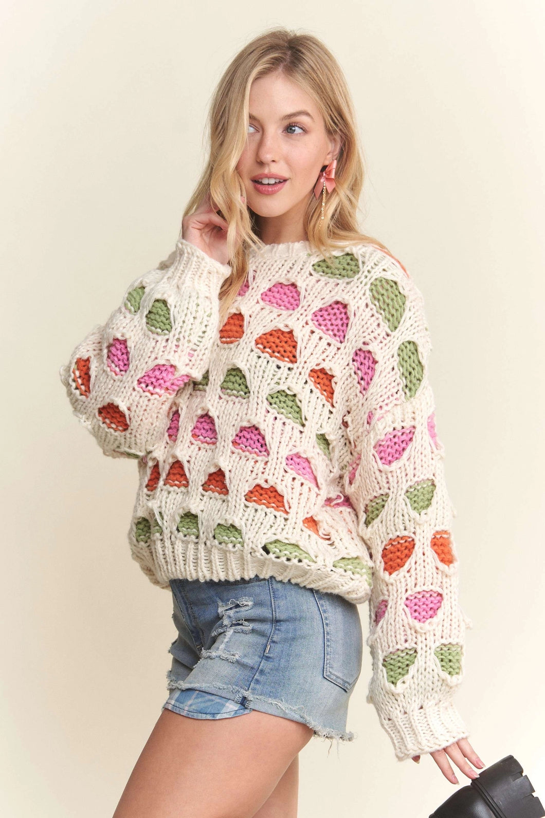 4802-Multi Color Chunky Sweater Top