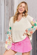Load image into Gallery viewer, 5409-Multicolor Sleeve Knit Top-IVORY
