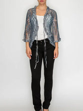 Load image into Gallery viewer, 6206- Sparkly Lace Cardigan with Ties and Ruffles Denim
