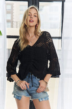 Load image into Gallery viewer, 5216-Front Drawstring Top-BLACK
