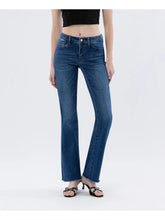 Load image into Gallery viewer, 5869- LOVERVET Mid Rise Raw Hem Dark Wash Bootcut Jeans
