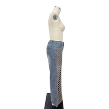 Load image into Gallery viewer, 6533- Lattice Rhinestone Wide Leg Jeans
