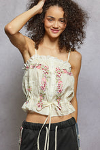 Load image into Gallery viewer, 5966- POL-Sleeveless Embroidered Trim Top- CREAM

