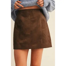 Load image into Gallery viewer, 6308- Faux Suede Vertical Seam Mini Skirt-CHOCO

