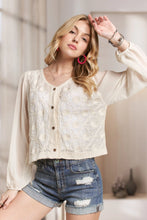 Load image into Gallery viewer, 5955-Embroidered Button-Down Woven Blouse-BEIGE

