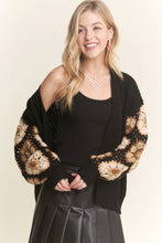 Load image into Gallery viewer, 4567- Crochet Sleeve Sweater Cardigan-BLACK
