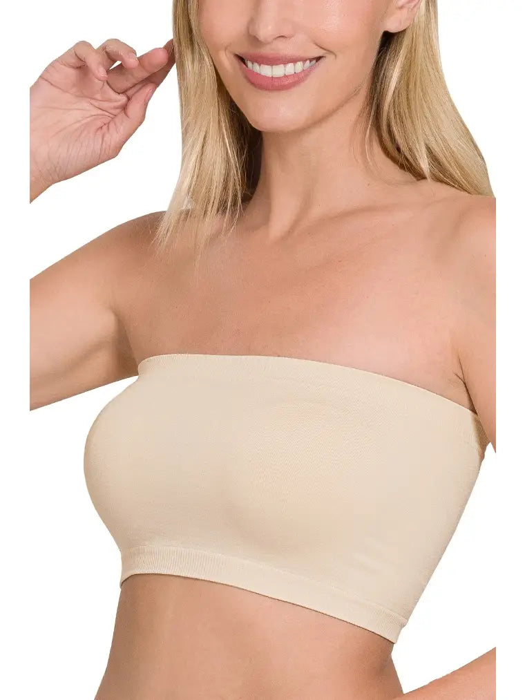 4463-7 Inch Seamless Solid Bandeau-NUDE