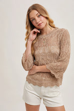 Load image into Gallery viewer, 6355- Crochet Knit Pullover Top with No Lining-TAUPE
