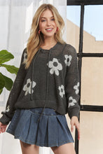 Load image into Gallery viewer, 5282-HOODIE Print Long Sleeves Sweater Top-CHARCOAL
