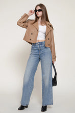 Load image into Gallery viewer, 6630- Faux Leather Short Trench Coat-TOFFEE
