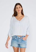 Load image into Gallery viewer, 5191-Ruched Dolman Sleeve Button Front Blouse-ICE BLUE
