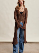 Load image into Gallery viewer, 6447- Crochet Longline Cardigan-MOCHA
