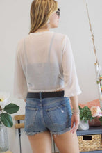Load image into Gallery viewer, 6105-TEXTURED CHIFFON FRONT TIE BOLERO-WHITE
