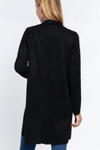 Load image into Gallery viewer, 6638- Long Sleeve Open Faux Suede Jacket-BLACK
