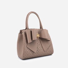 Load image into Gallery viewer, 6539- Cross Large Bow Vegan Leather Satchel Handbag-TAUPE
