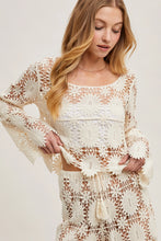 Load image into Gallery viewer, 5086-Crochet Cropped Long Sleeve Top-NATURAL
