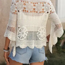 Load image into Gallery viewer, 6177- Boho Crochet Cutout Knit Top
