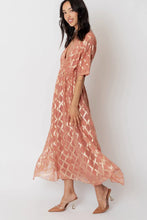 Load image into Gallery viewer, 4144-V-Neck Kimono Sleeve Maxi Dress with Lurex-ROSE GOLD
