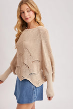Load image into Gallery viewer, 6362- Poncho Style Dolman Sleeved Open Knit Sweater-OATMEAL
