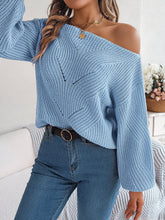 Load image into Gallery viewer, 5597-Boat Neck Cable Knit Pullover Sweater-BLUE
