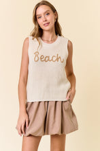 Load image into Gallery viewer, 5195-Round Neck Beach Sweater Tank Top - OFF WHITE
