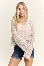 Load image into Gallery viewer, 5954-Crochet Lace Open Front Cardigan-NATURAL
